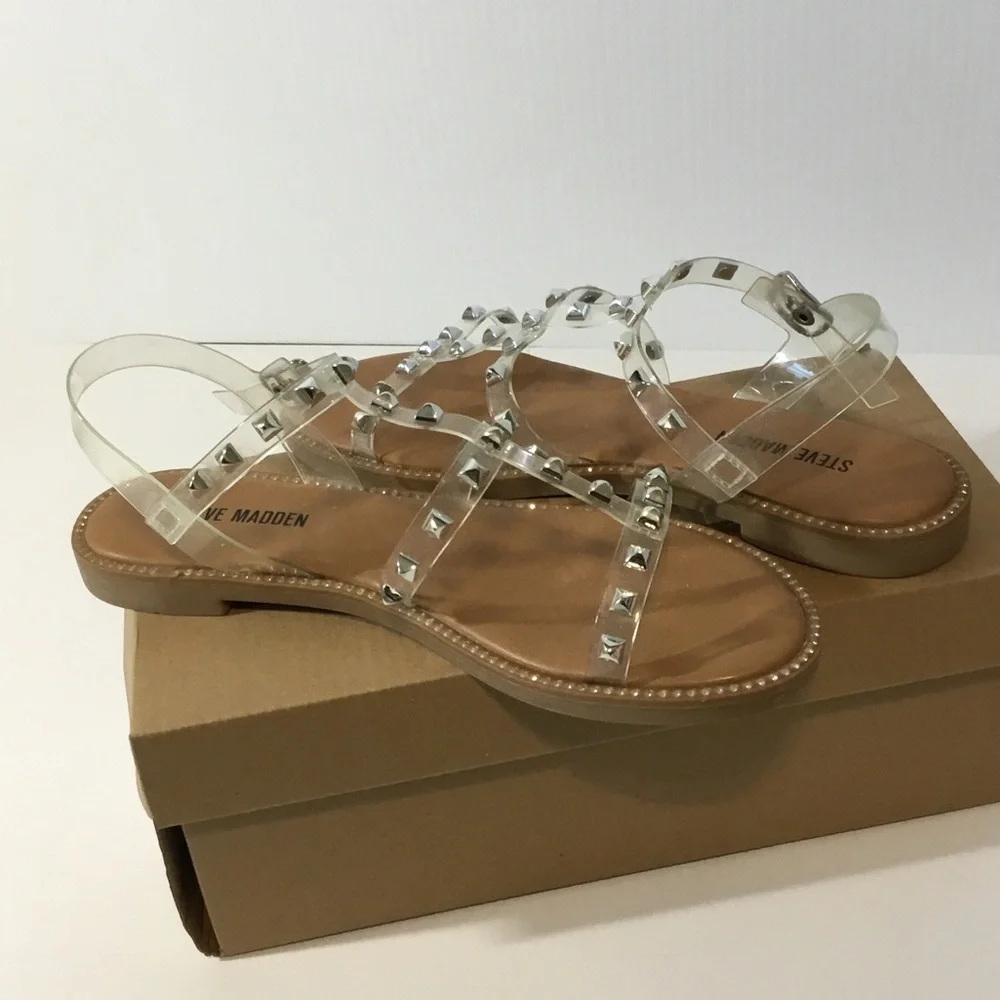 Steve Madden Clear Studded Slingback Sandal - Clear/Tan